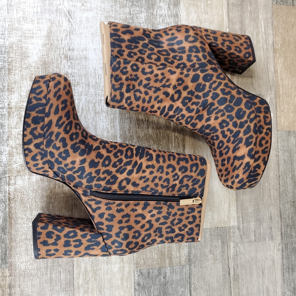 Jessica Simpson Rexura Booties Womens Sz 8.5 M Natural Safari Leopard Leather - Picture 1 of 12